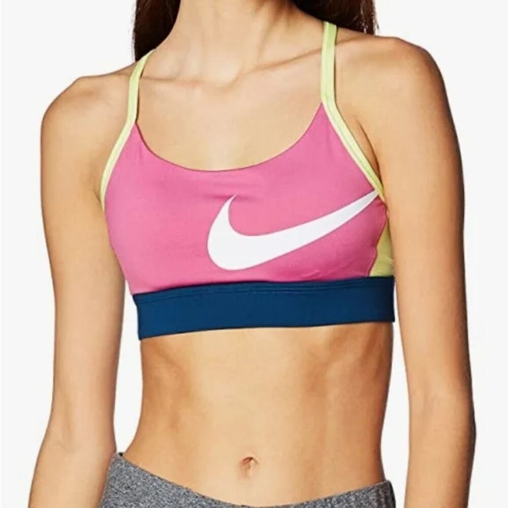 Nike Women's Pink Swoosh Icon Clash Light Support Sports Bra Size Medium